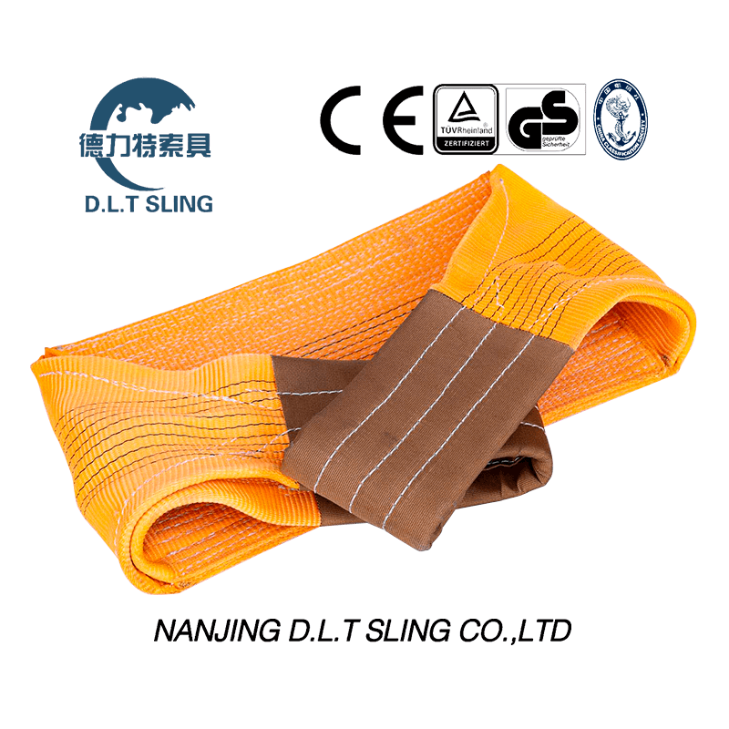 Élingue en sangle plate en polyester à 2 plis pour levage industriel