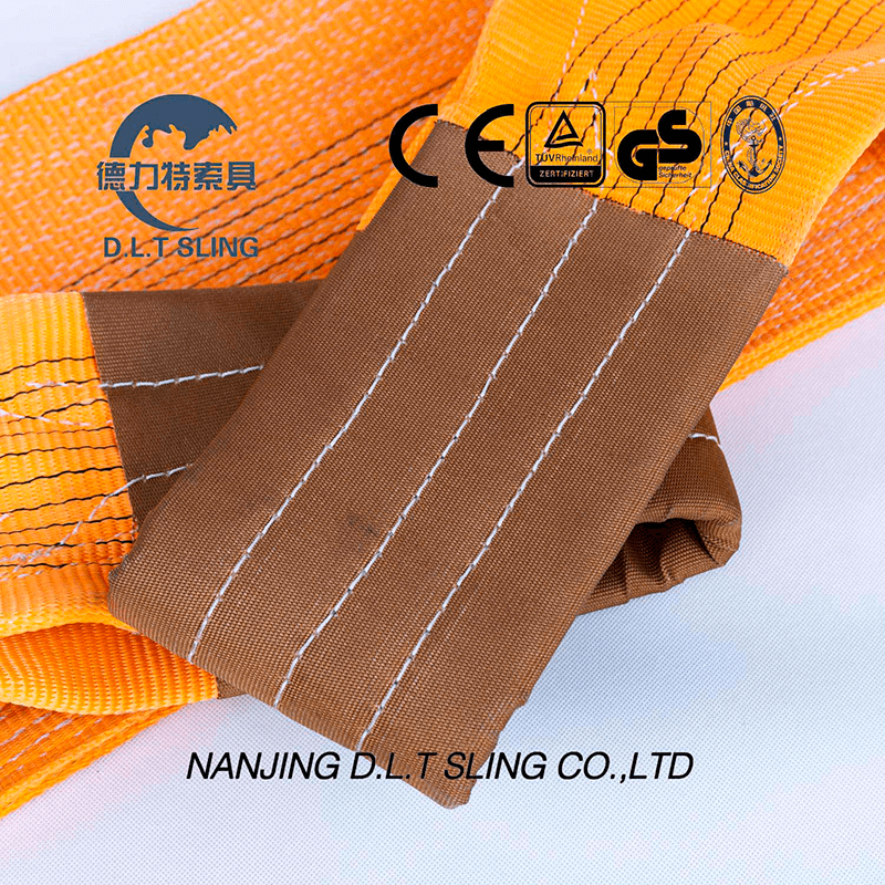 Élingue en sangle plate en polyester à 2 plis pour levage industriel