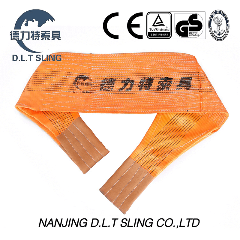 Élingue en sangle plate en polyester à 2 plis pour levage industriel