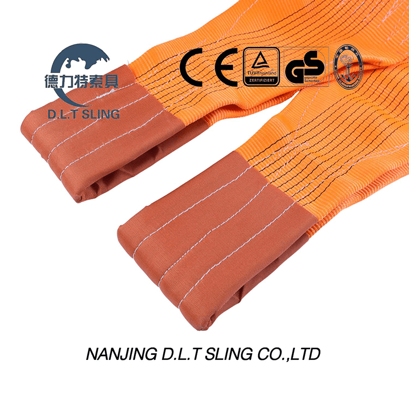 Élingue en sangle plate en polyester à 2 plis pour levage industriel